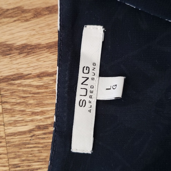 (L) SUNG Alfred Sung Palm Print Tropical Lightweight Coastal Vacation Beach - Picture 3 of 8